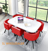 White Wooden Dining Table & 6 Chairs Rretro