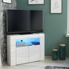 Corner TV Unit Stand Cabinet White Gloss &Matt Led Lights UK
