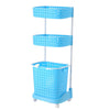 3tiers Bathroom Laundry Dirty Clothes Basket Vegetable Trolley Rack Storage