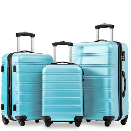 20 24 28 Inch Suitcase Set Large Hard Shell Cabin Hand Travel Luggage ABS Blue
