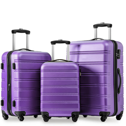 20 24 28 Inch Suitcase Set ABS Large Hard Shell Cabin Hand Travel Luggage Purple