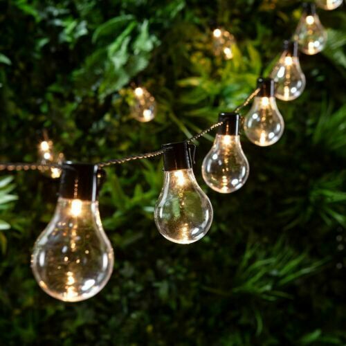 100-20LED SOLAR POWERED RETRO BULB STRING LIGHT GARDEN OUTDOOR FAIRY SUMMER LAMP