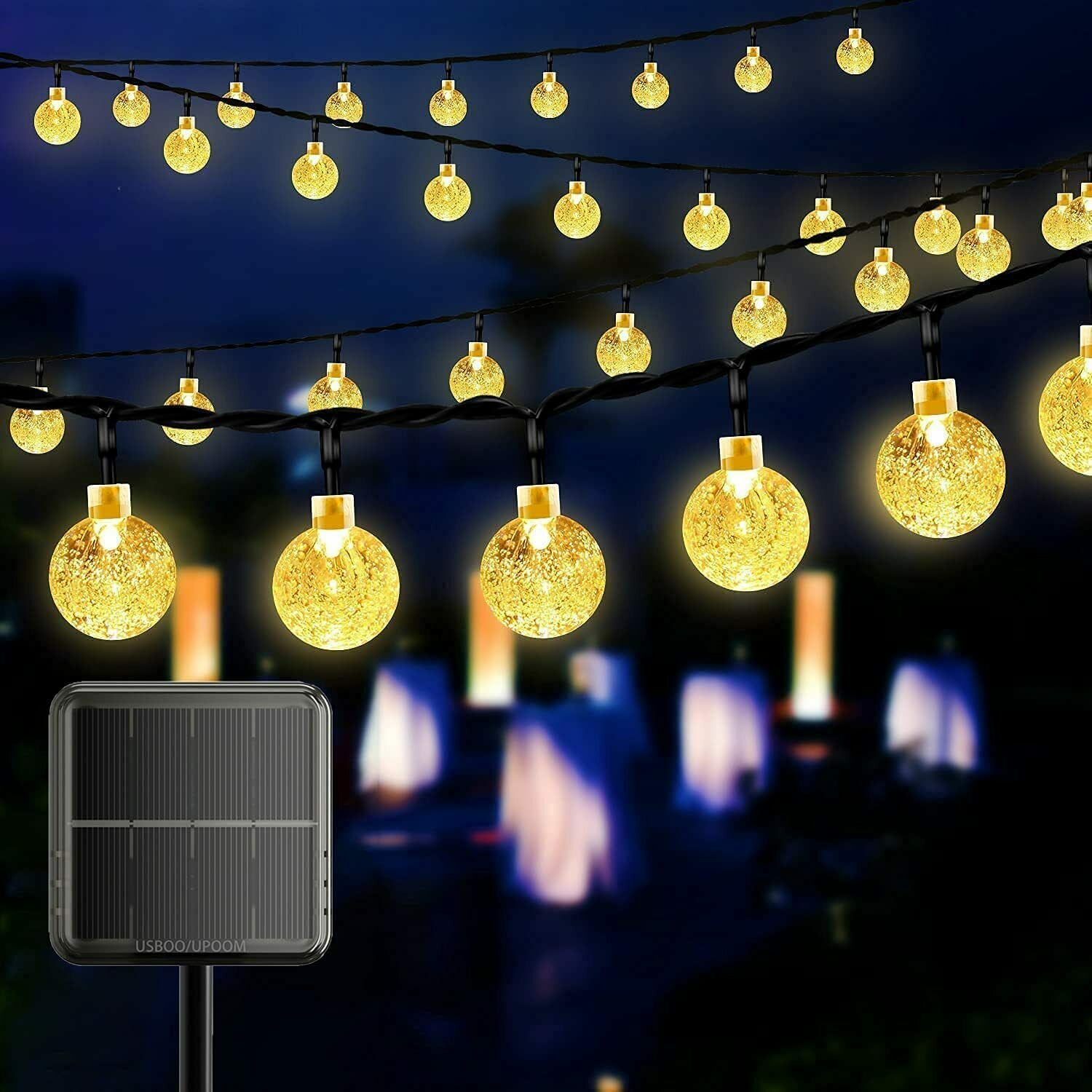 100-20LED SOLAR POWERED RETRO BULB STRING LIGHT GARDEN OUTDOOR FAIRY SUMMER LAMP