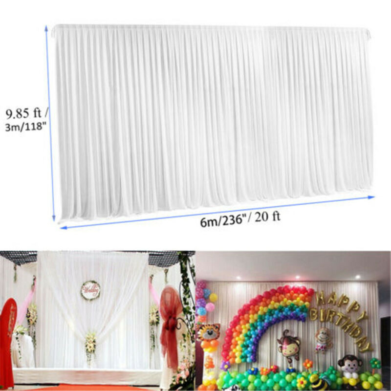 Large White Wedding Backdrop Drape Sheer Silk Curtain Engagement Bridal Studio