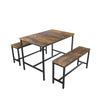 Wooden Dining Table Vintage Retro Furniture Rustic Metal Kitchen Breakfast Bench