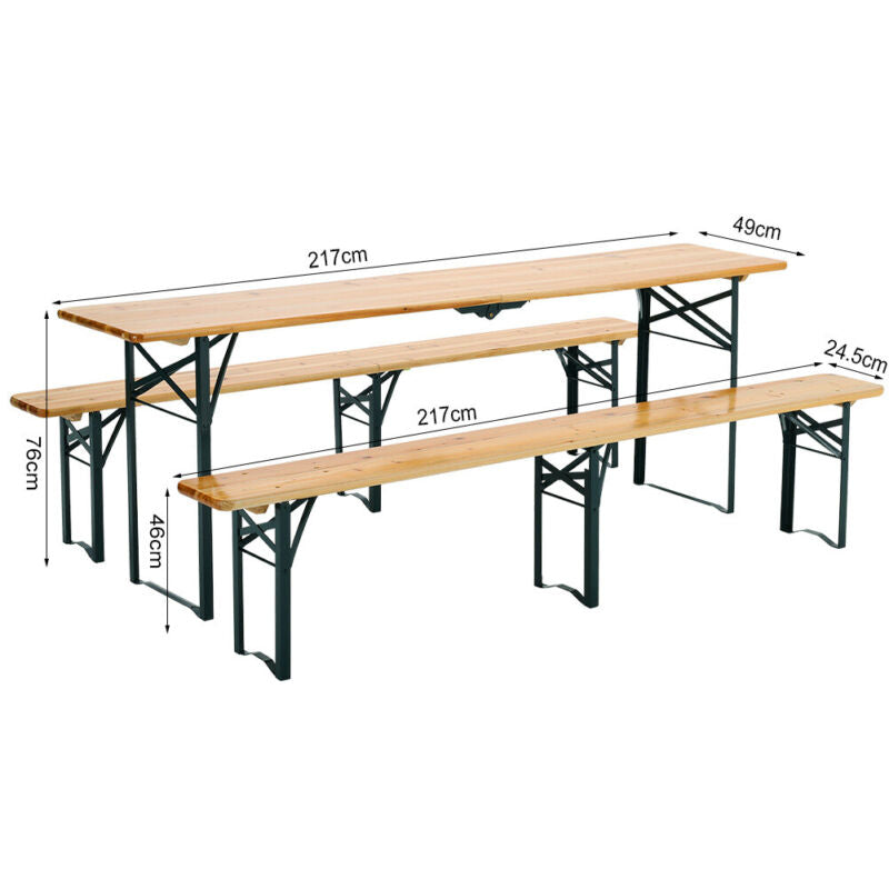 Large Beer Table Folding Trestle BBQ Outdoor Wooden Garden Furniture PicnicParty