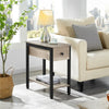 Narrow Side Table 2-Tier End Table w/ Drawer Open Shelf Wood Nightstand Storage