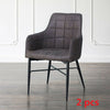 2* Brown/Grey Faux Leather/PU Dining Chairs Armchairs Padded Office Dining Room