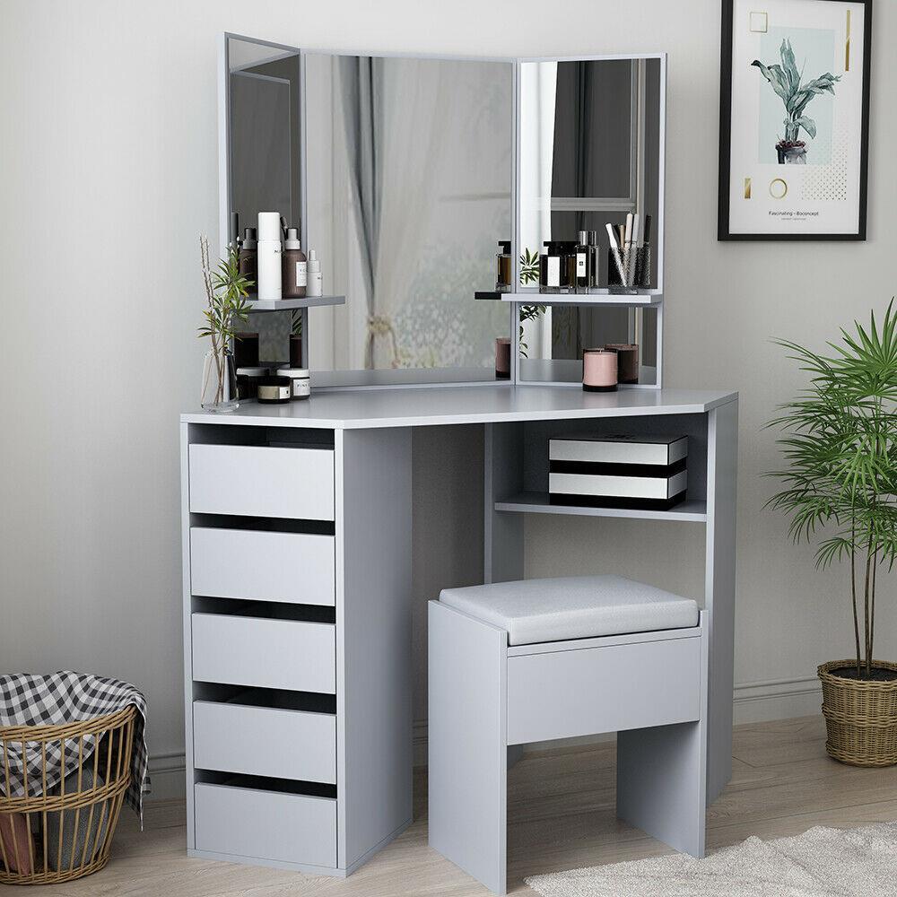grey corner dressing table Homelife | Homelife Corner Dressing Table/Desk with Mirror