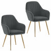 2 Velvet Leisure Dining Chairs Padded Bucket Seat Tub Armchair w/Gold Metal Legs