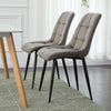 Set of 2 Blue Grey Velvet Dining Chairs Dinning Kitchen Room Metal Leg Padded