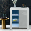 Moden Sideboard Cabinet Storage Cupboard High Gloss Door Glass Shelf LED Light