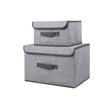 Large & Small Foldable Canvas Storage Folding Box Fabric Clothes Basket with Lid