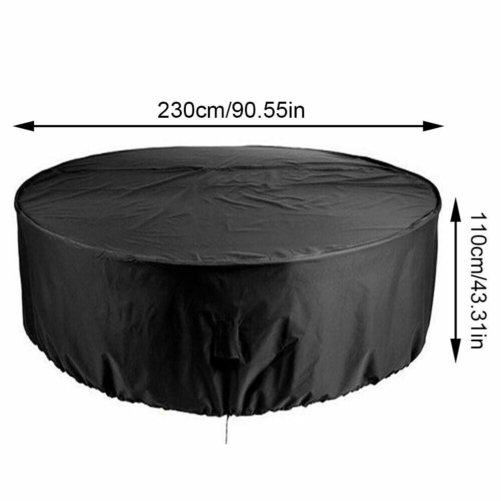 LARGE ROUND WATERPROOF GARDEN PATIO TABLE CHAIR SET FURNITURE RATTAN COVER UK