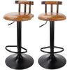 2 x Vintage Bar Stools Round Leather Seat Swivel High Leg Lifting Elegant Backed