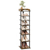 7 Tier Shoe Rack Vertical Tall Storage Shelf Unit Cabinet Organizer Rustic Brown