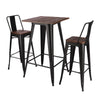 Wood Table Breakfast Bar Dining Table Coffee Tea Table+2/4Stools Metal Legs High
