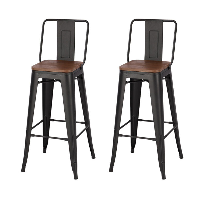 Wood Table Breakfast Bar Dining Table Coffee Tea Table+2/4Stools Metal Legs High