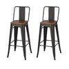 Wood Table Breakfast Bar Dining Table Coffee Tea Table+2/4Stools Metal Legs High