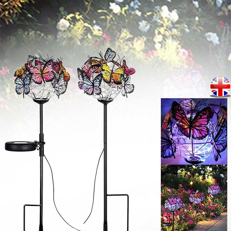 Set of 4 Solar Power LED Butterfly Stake Lights Garden Lights Outdoor Lawn Lamp