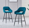 2X Bar Stools Velvet Bar Chairs Metal Legs Breakfast Bar Pub Chair Kitchen Home