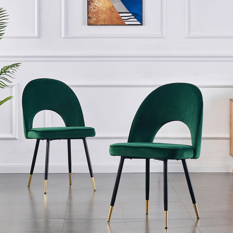 1/2/4X Dining Chairs Velvet Padded Seat Metal Legs Kitchen Chair Home Office Set