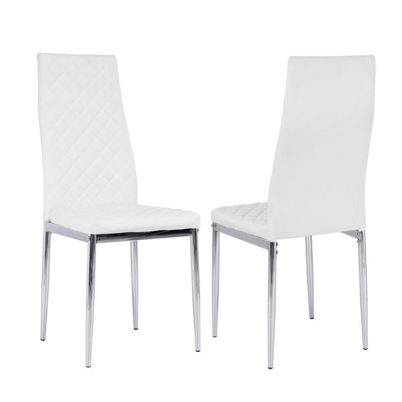 Dining Table and 2/4/6 Chairs Set Tempered Glass PVC Leather Rectangle White NEW