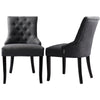 Dining Chair Set of 2/4 Kitchen Linen Upholstered Chairs Button Back Wood Legs