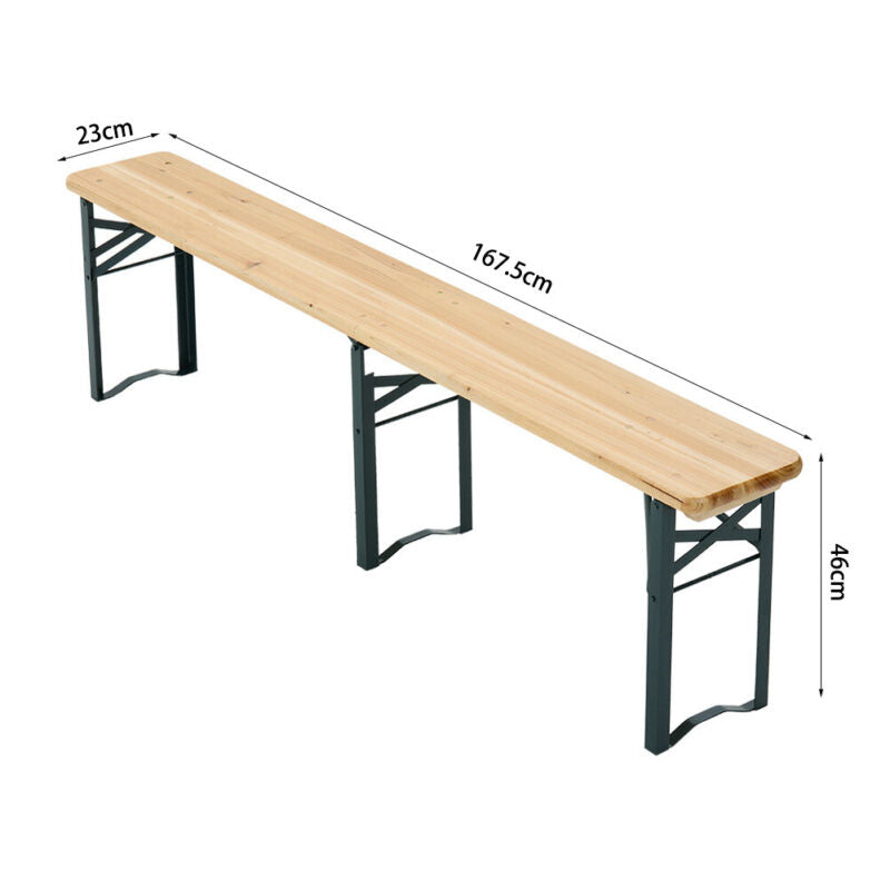 Wooden Portable Folding Picnic Beer Bench Table Trestle Pub Outdoor Backrest/NO