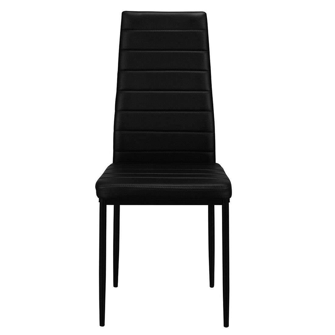 Black Glass Dining Table and 4 or 6 Padded Chairs Set Home Kitchen Furniture