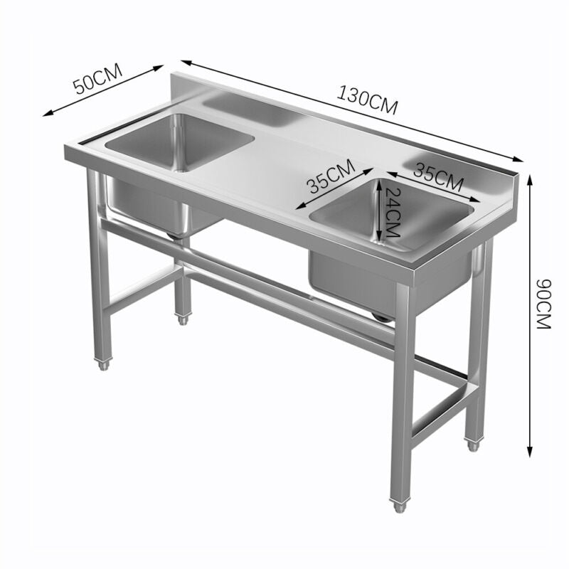 Kitchen SINK Commercial Catering 2/3 Bowl Workbench Prep Table Sink Basin Kit UK