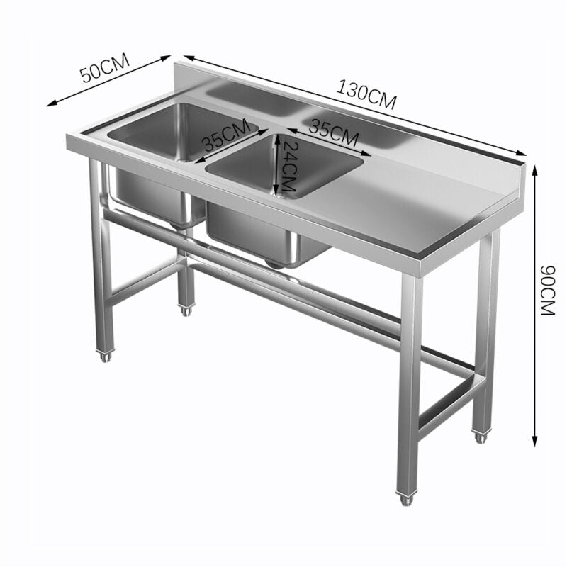 Kitchen SINK Commercial Catering 2/3 Bowl Workbench Prep Table Sink Basin Kit UK