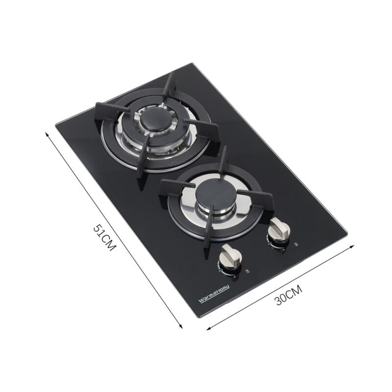 Built In 2/4/5 Burner Black Glass On Gas Wok Burner Hob With Cast Iron Pan Stand