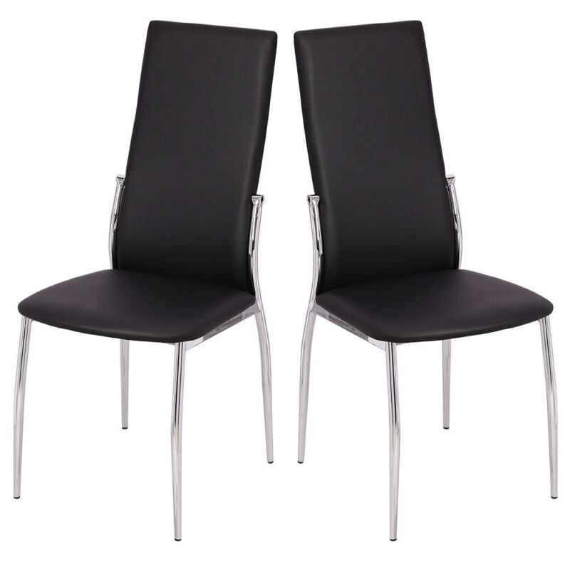 Kitchen Dining Table Chairs Modern Leisure Black Glass Unit Bar Metal Legs BPZH9