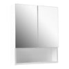 White Bathroom Mirror Cabinet Wall Mounted Storage LED Unit Corner Wooden Shelf
