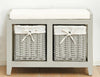 Painted Wooden Hallway Bench Seat 3 or 2 Baskets Pull-Out Storage Cushioned Top
