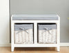 Painted Wooden Hallway Bench Seat 3 or 2 Baskets Pull-Out Storage Cushioned Top