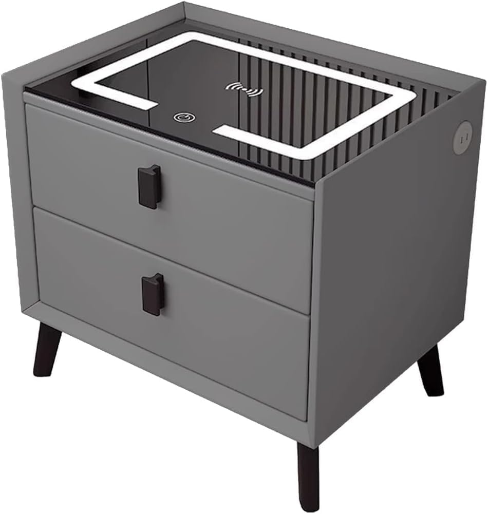 Smart Bedside Table with Light Phone Charging Modern Bedroom Furniture 2 Msngvta