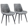 2x Slope Dining Chairs Fabric Curved Seat Black Metal Legs Kitchen Living Room
