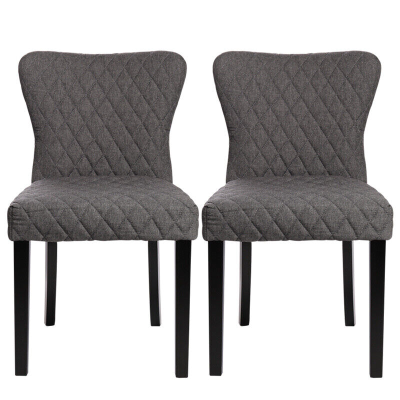 High Back Knocker Ring 2/4X Dining Chair Fabric/PU Leather Buttoned Side Chairs