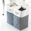 Laundry Basket Aluminium Frame Folding Double Hamper Washing Storage Sorter Bin
