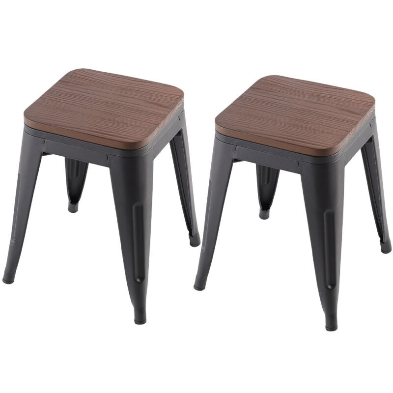 SOLID WOOD TOP SQUARE METAL DINING TABLE WITH 2/4 CHAIRS STOOL INDUSTRIAL STYLE