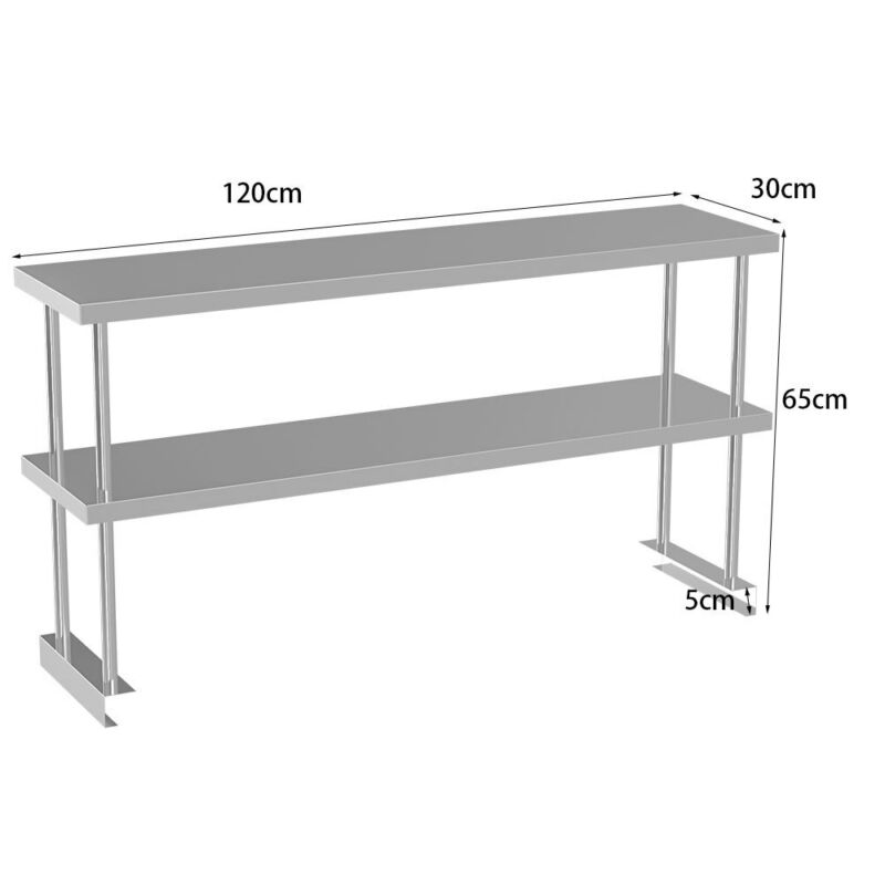 Stainless Steel Commercial Catering Table Work Bench Kitchen OverShelf ON Wheels