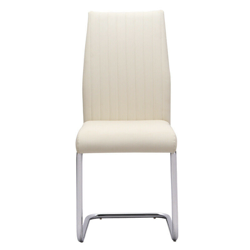 Rectangular Glass Dining Table and 2/4 Chair Faux Leather Padded Seat Chrome Leg