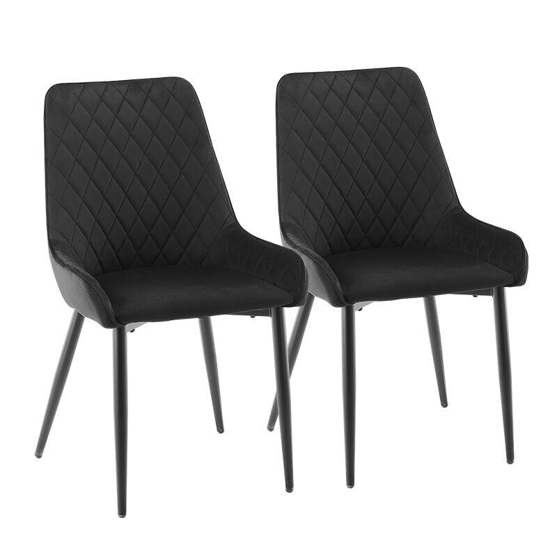 Pair of Faux Leather Velvet Dining Chiars Padded Seat Metal Legs Kitchen Chair