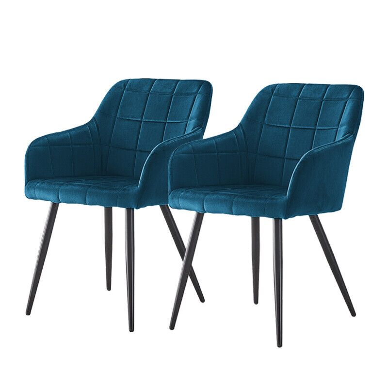 Set of 2 Velvet Dining Chairs Armchairs Kitchen Dining Room Furniture Retro New