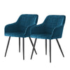 Set of 2 Velvet Dining Chairs Armchairs Kitchen Dining Room Furniture Retro New