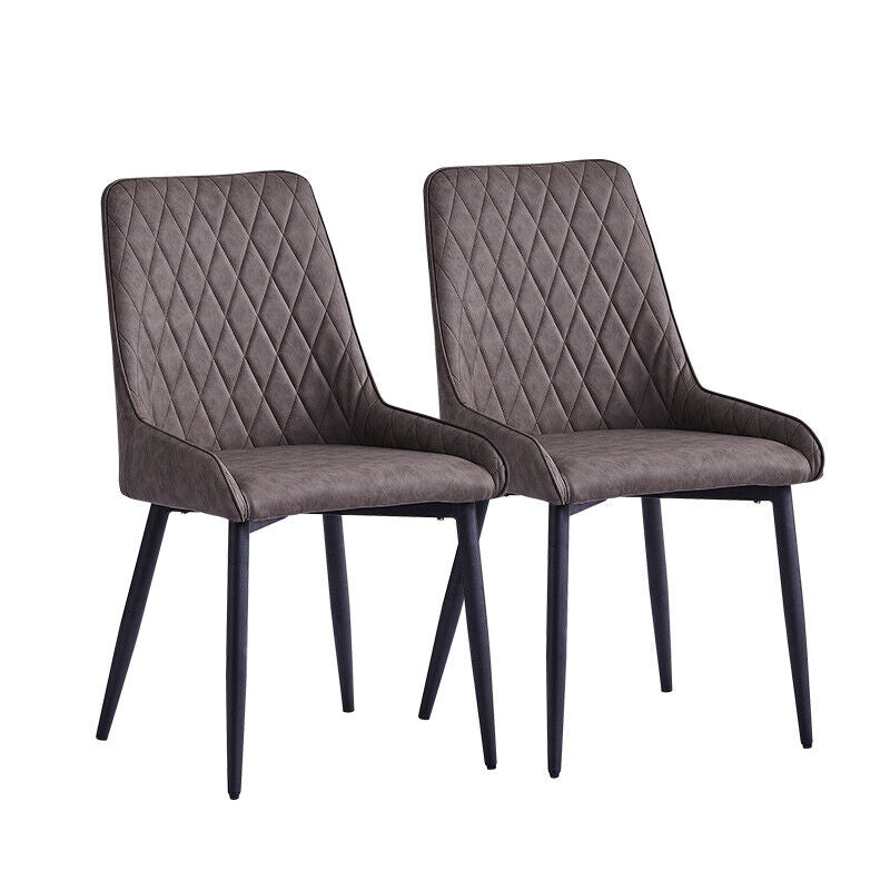 Pair of Faux Leather Velvet Dining Chiars Padded Seat Metal Legs Kitchen Chair