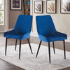 Set of 2/4/6 Blue Velvet Dining Chairs Dining room Kitchen High Back Metal Leg