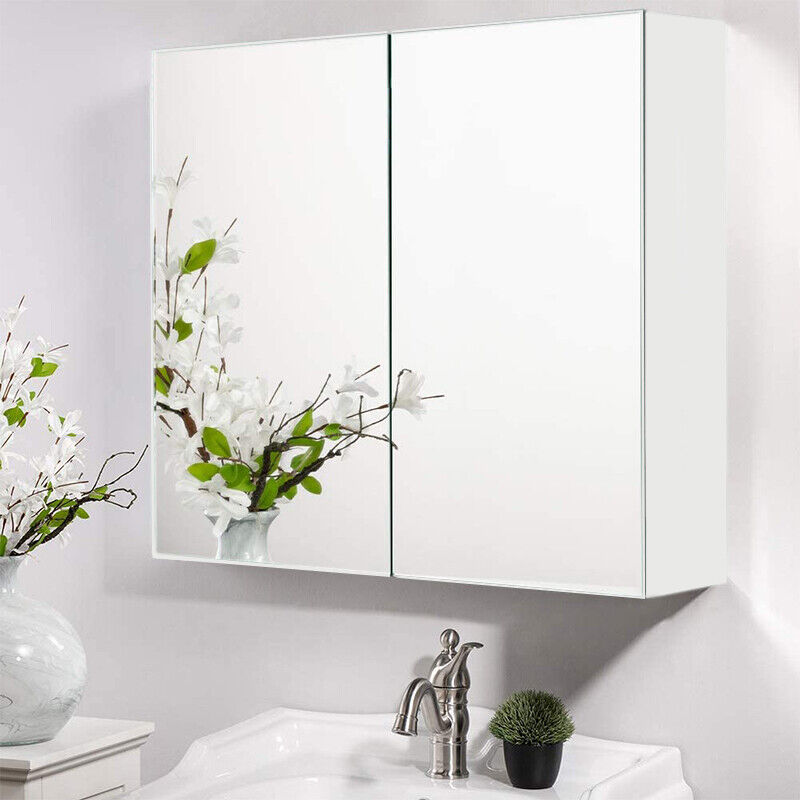 Mirrored Bathroom Cabinet LED White 1/2/3 Doors Mounted Cupboard Wall Mounted